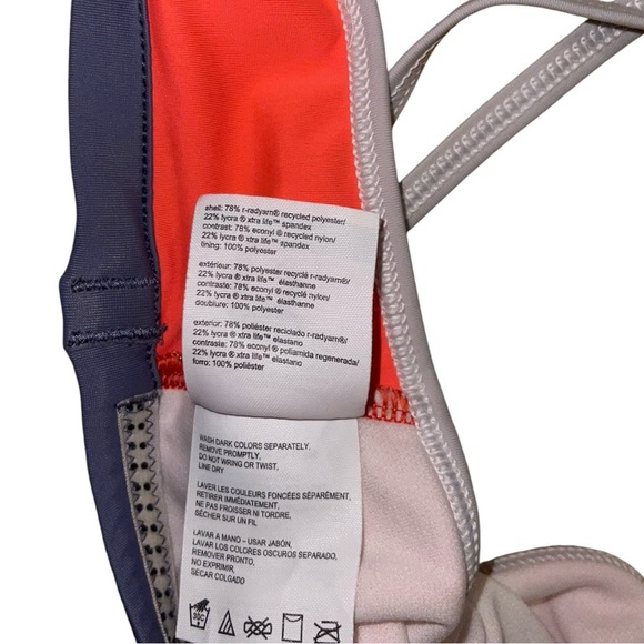 Speedo Bikini Top Women's Size Small Coral Navy Grey Strappy Cross Back Swim - Picture 8 of 8